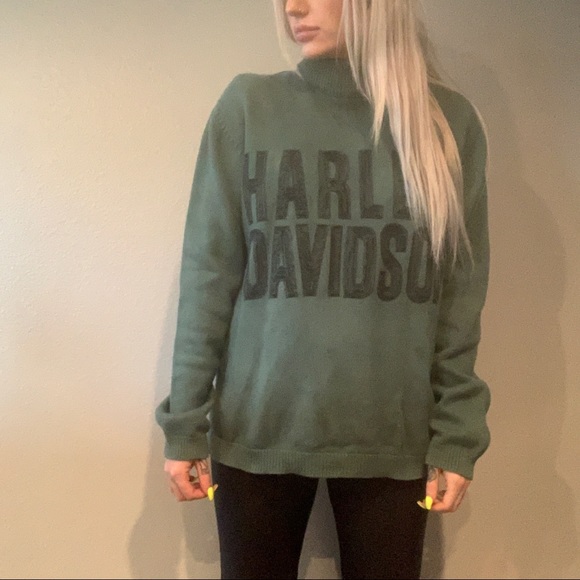 Green Harley Davidson sweater - Picture 2 of 3